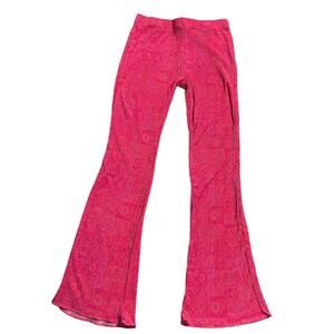 NWT Urban Outfitters Womens Small Barbie Y2K Alia Plisse Flare Pants Pink New